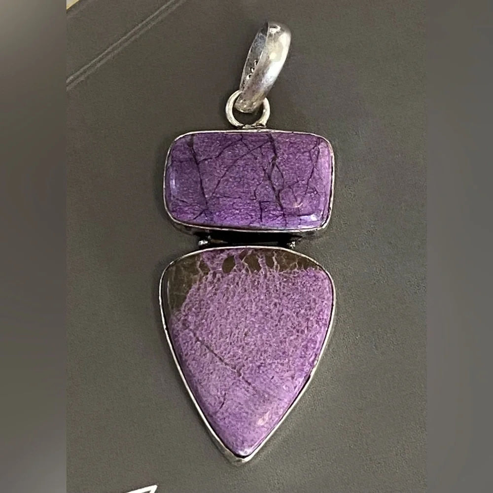 Handmade Purpurite Purple 925 Sterling Silver Necklace Pendant